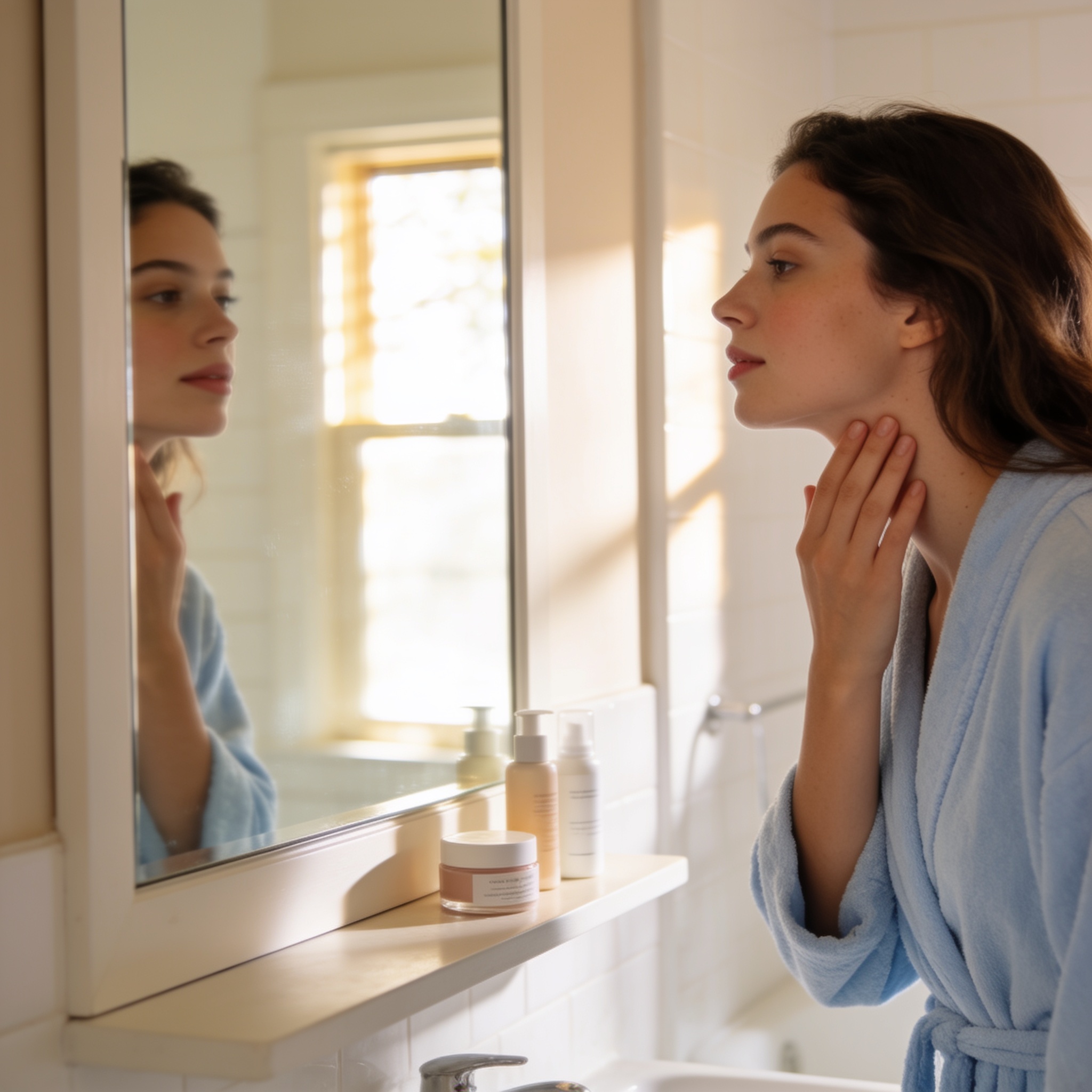 Femme miroir machoire