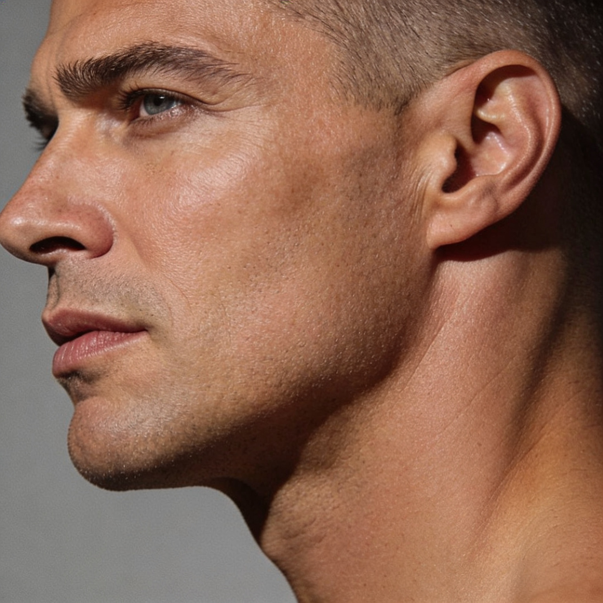 Profil masculin avec une mâchoire marquée