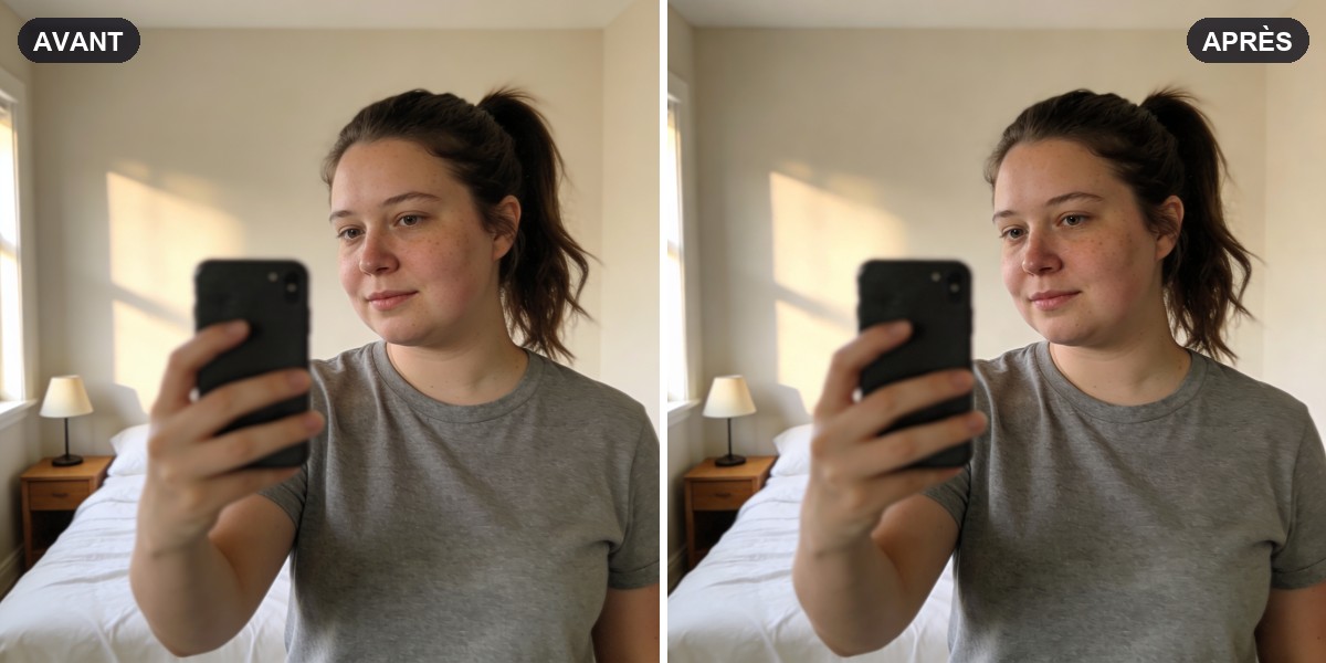 Avant apres double menton Léa, 29 ans